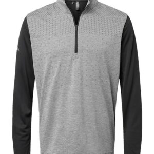 Adidas Men's Ultimate365 Heather Block Print Quarter-Zip Pullover
