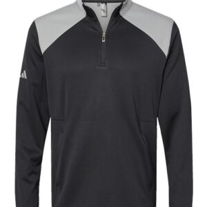 Adidas Men's Textured Mixed Media Quarter-Zip Pullover