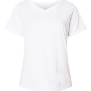 LAT Women's Curvy Collection Fine Jersey V-Neck Tee