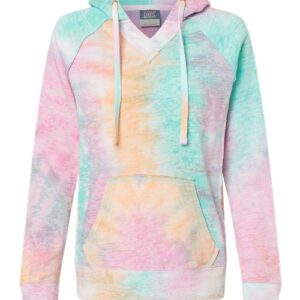 MV Sport Women’s Courtney Burnout V-Notch Hooded Sweatshirt